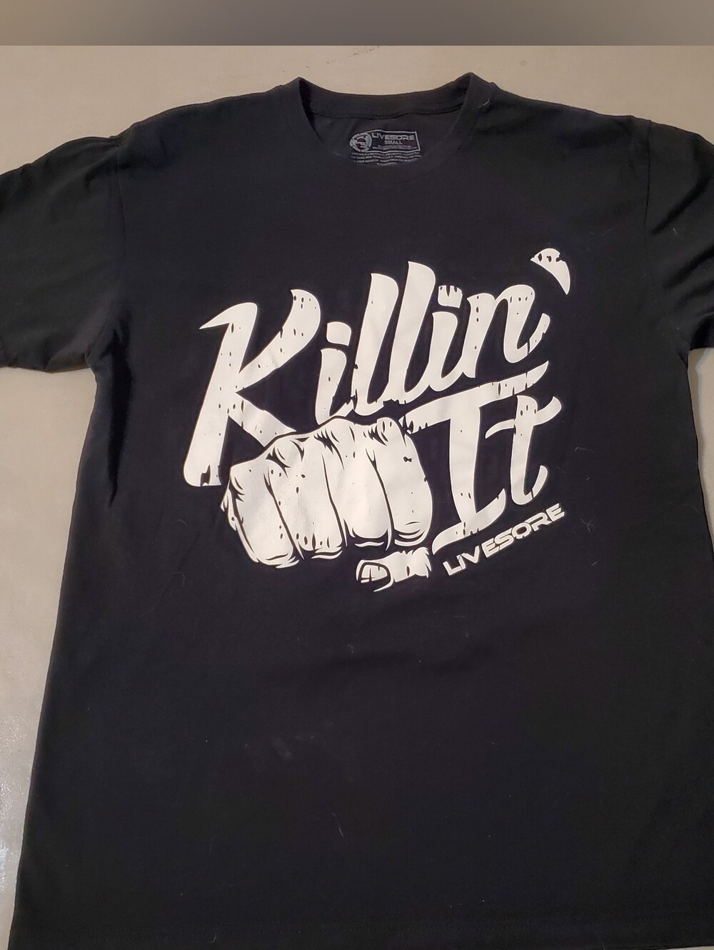 Livesore Men's Black Killin' It Can't Stop Skull Barbell Crossfit T-shirt Small